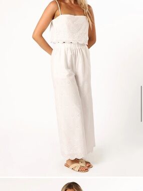 Petal & Pup White Eyelet Wide-Leg Jumpsuit